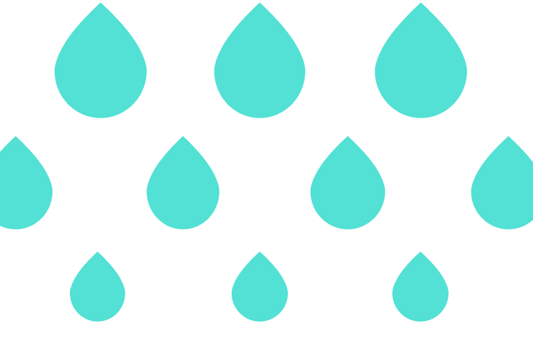 Turquoise water droplets.